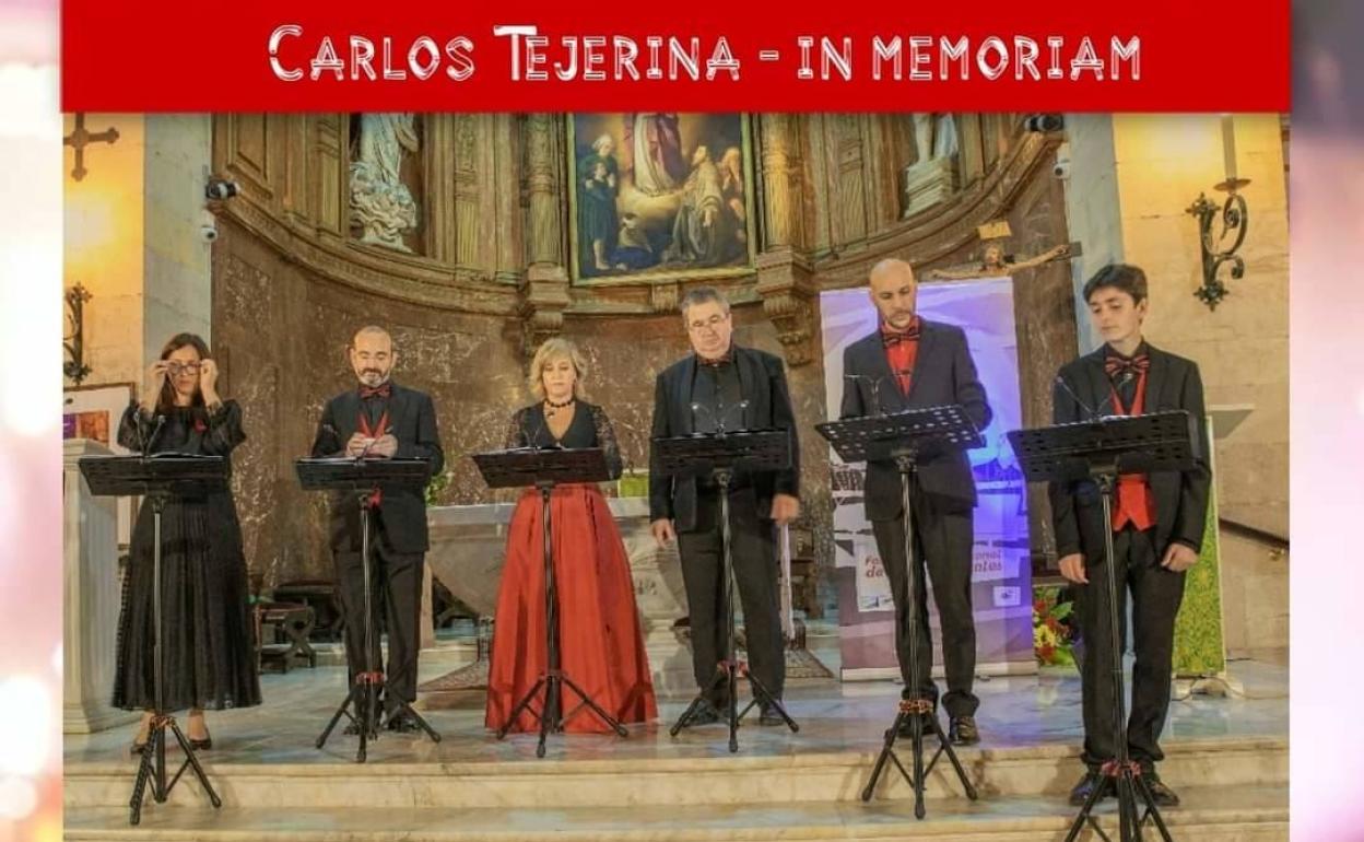 Cartel promocional del concierto de música vocal a capella en honor a Carlos Tejerina en Gradefes. 