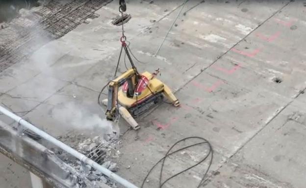 Toma aérea de los trabajos realizados por el robot. 