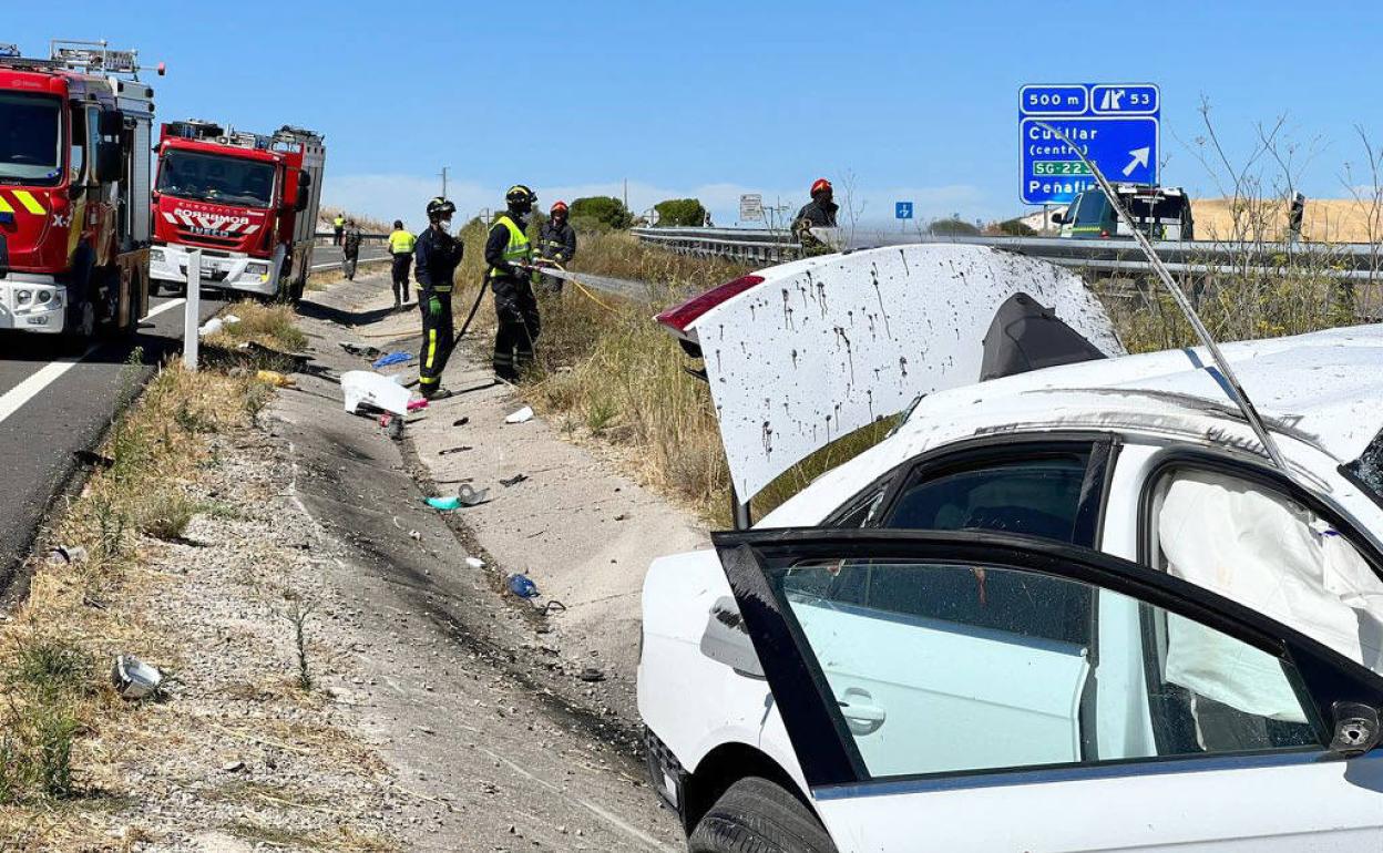 Imagen del accidente en Cuellar. 