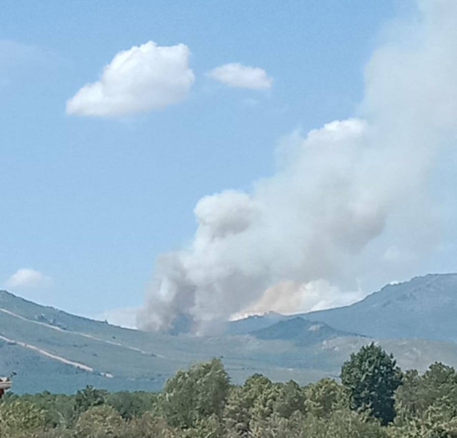 Las imágenes las han tomado las Brigadas de Refuerzo en Incendios Forestales, quienes han remarcado que las llamas se encuentran en el Campo de tiro y no pueden actuar por peligro de explosión de artefactos sin detonar. 