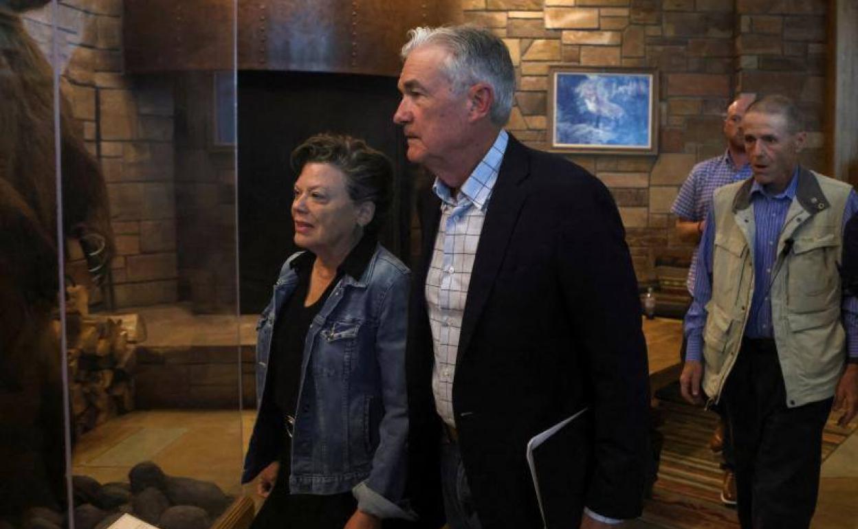 El presidente de la Fed, Jerome Powell, durante el simposio de Jackson Hole. 