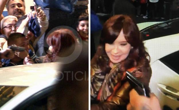 En las dos imágenes de vídeo se aprecia cómo el agresor apunta con su pistola a Kirchner, a escasos metros de su rostro. 