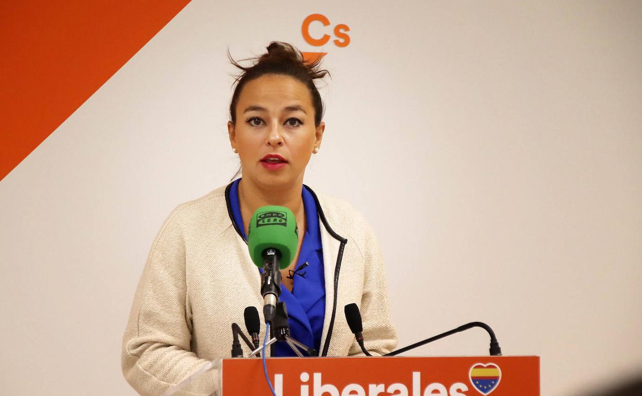 La portavoz de Ciudadanos y coordinadora autonómica, Gemma Villarroel, en rueda de prensa este viernes.