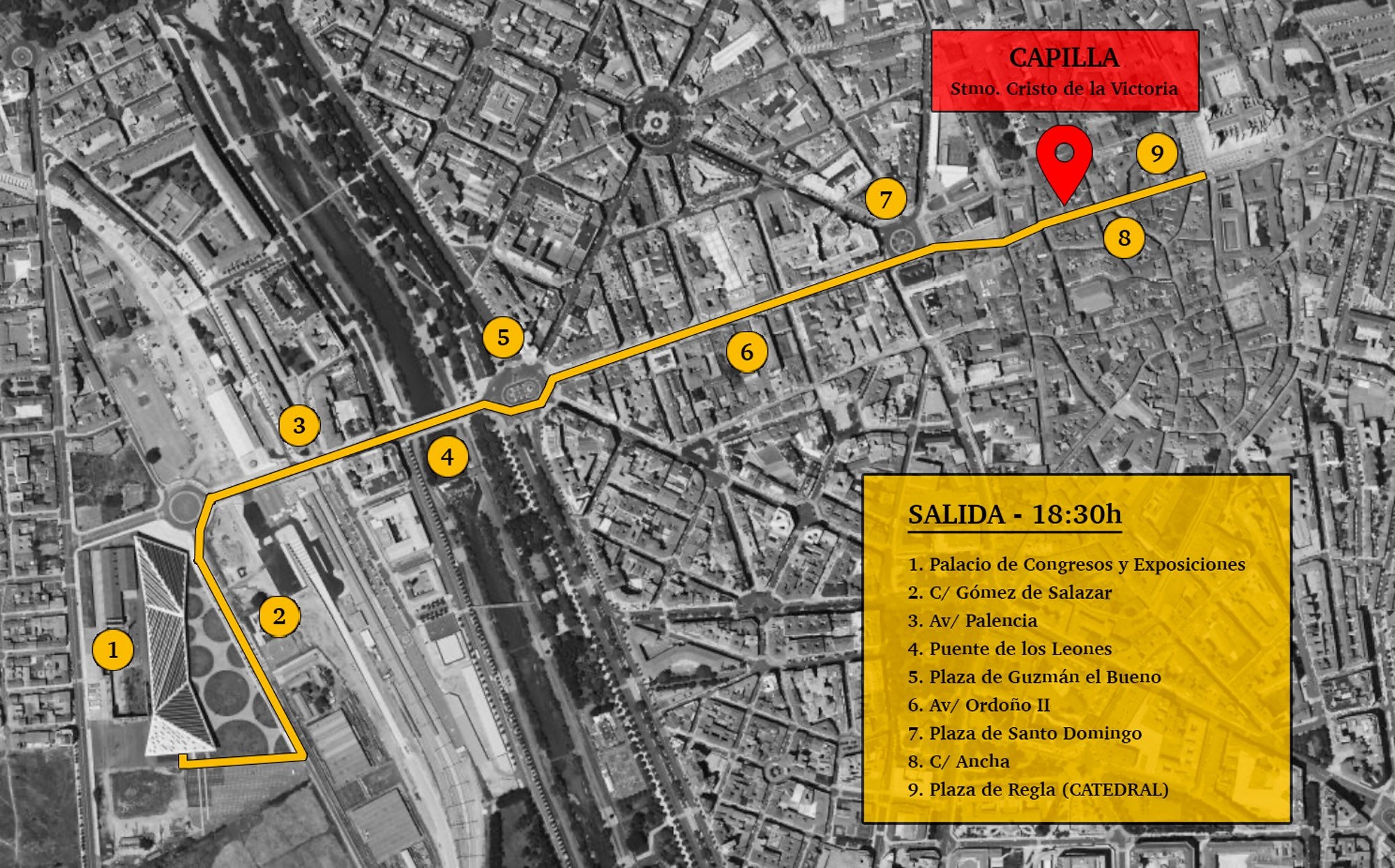 Recorrido de la procesión magna.