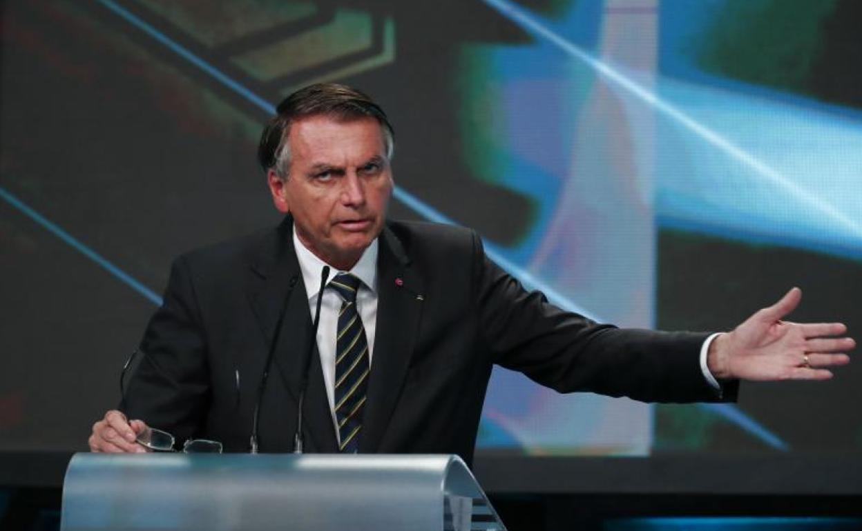 El presidente, Jair Bolsonaro, durante un debate de candidatos presidenciales en Sao Paolo. 