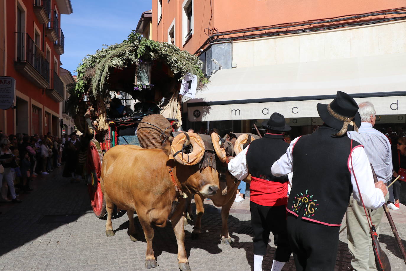 Los carros engalanados toman las calles de León.