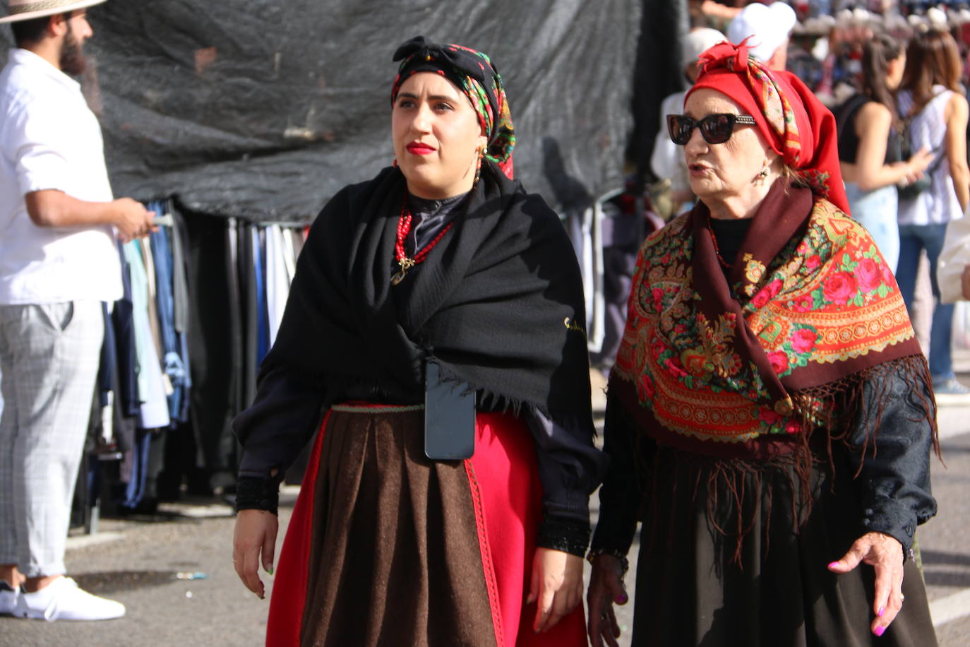 Desfile de pendones y carros engalanados en la romería de San Froilán. 