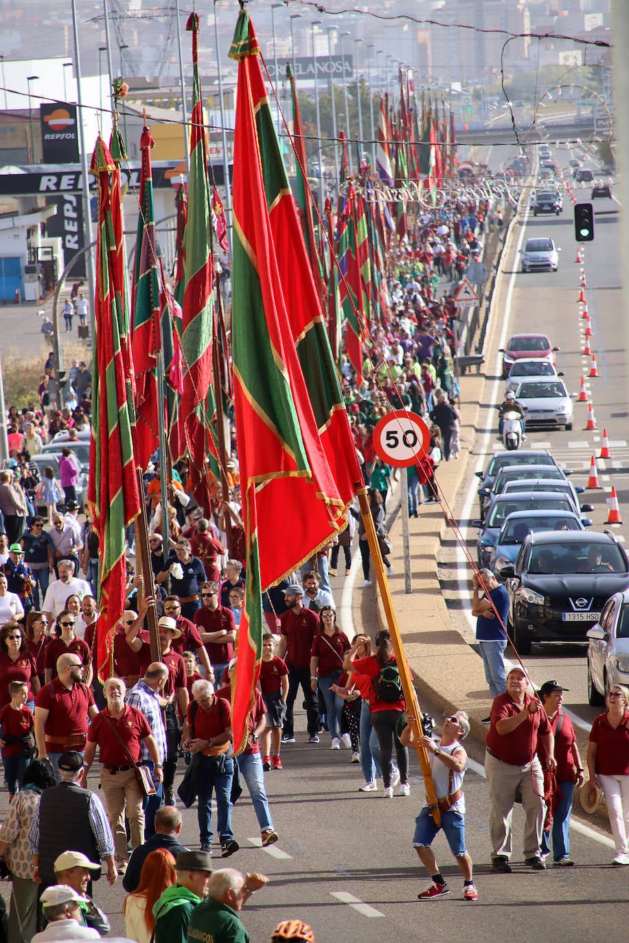 tradicional romería de pendones y carros engalanados de San Froilán y eucaristía presidida por el obispo Luis Ángel de las Heras