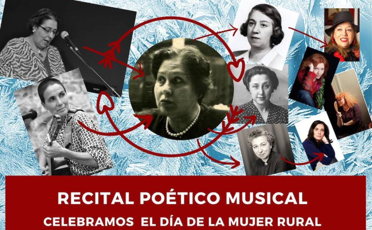 Cartel del recital poético muscial que se celebra este viernes en Santa María del Páramo para conmemorar el día de la mujer rural. 