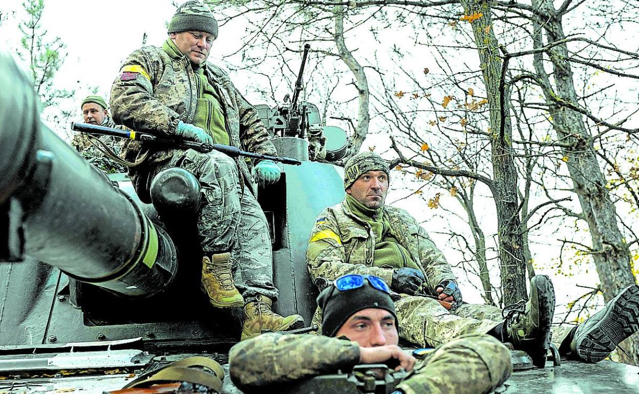 Miembros del Ejército ucraniano, en Jersón. 