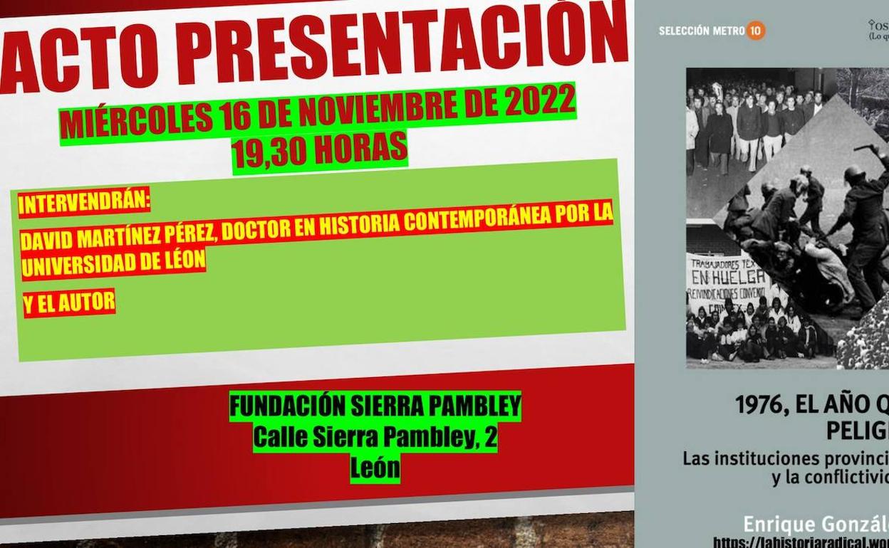 Imagen de la presentación del libro que tendrá lugar en León.