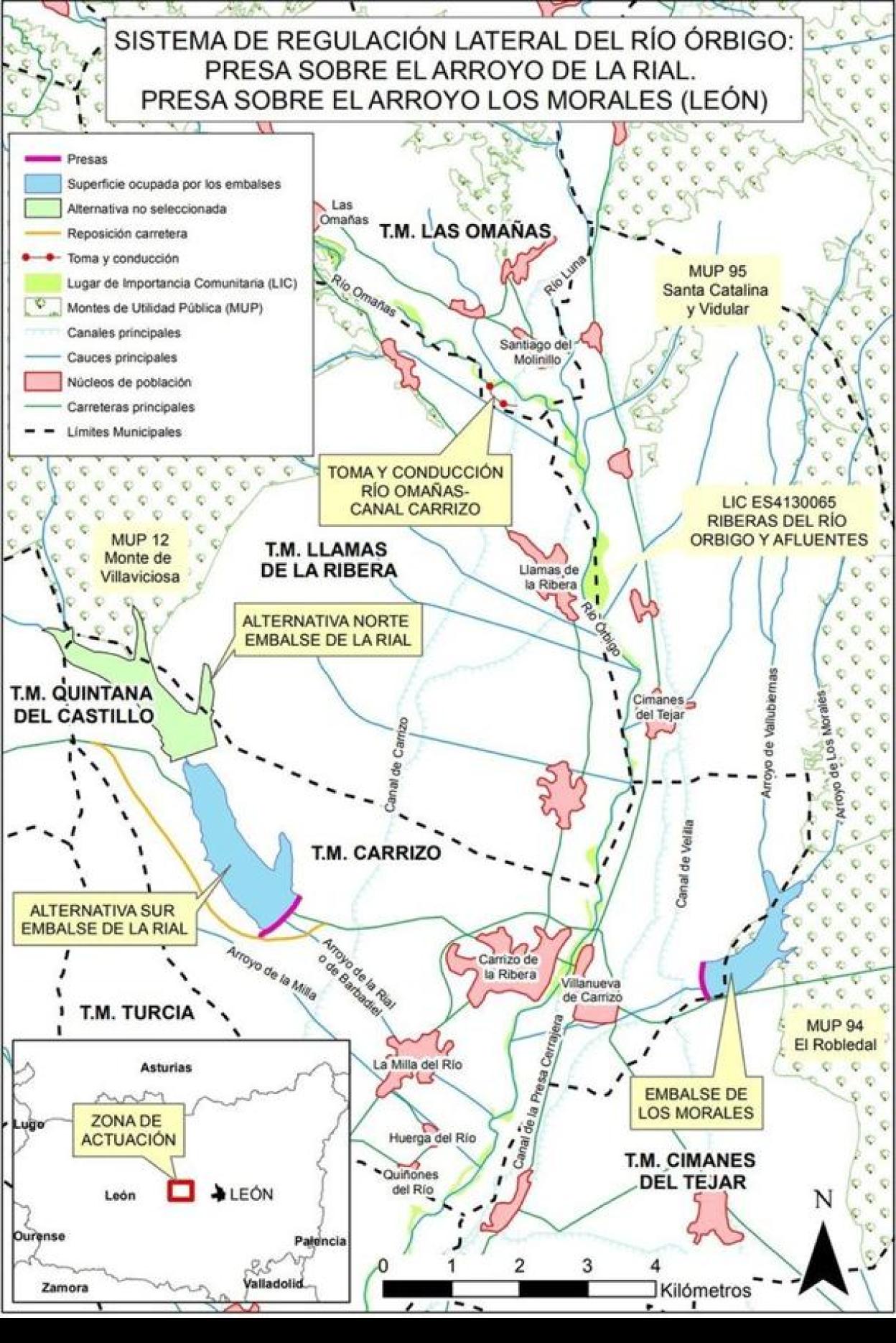 Imagen de las áreas que ocuparán las presas. 