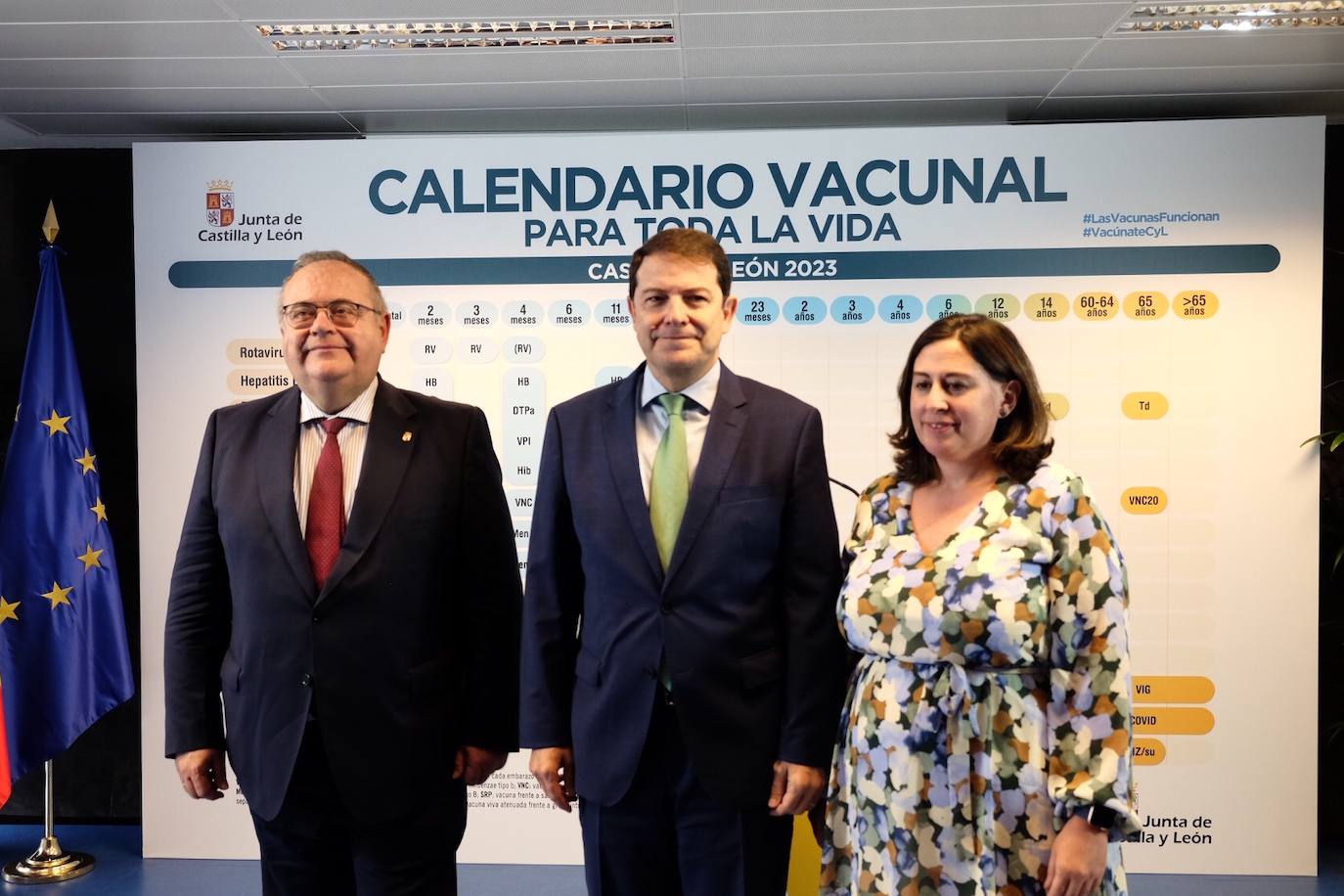 El presidente de la Junta de Castilla y León, Alfonso Fernández Mañueco, presenta el nuevo calendario de vacunación del Sistema Regional de Salud.