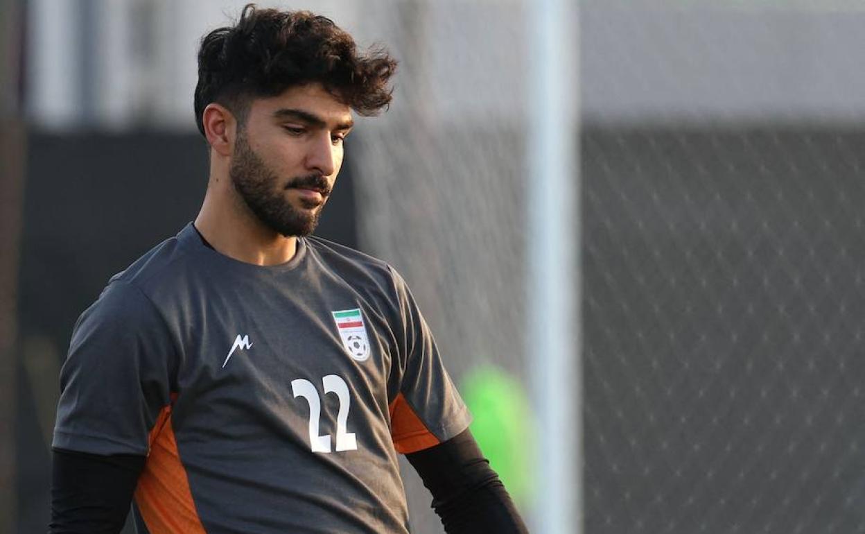 Amir, en un entrenamiento con la selección de Irán.