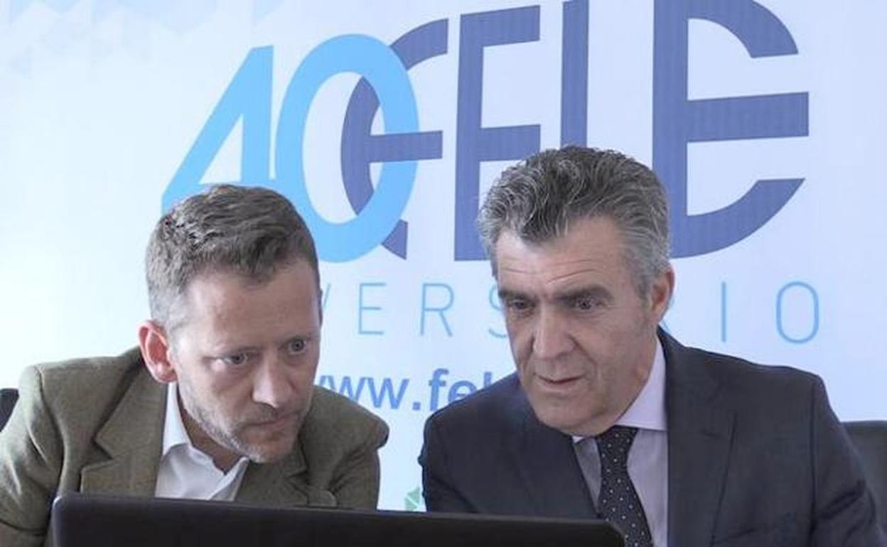 Enrique Suárez, secretario general adjunto y Javier Cepedano, presidente de la Fele, en una imagen de archivo. 