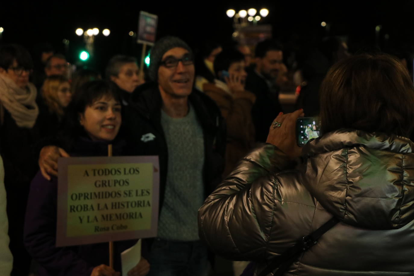 Algunos de los manifestantes de este 25N en la capital leonesa. 