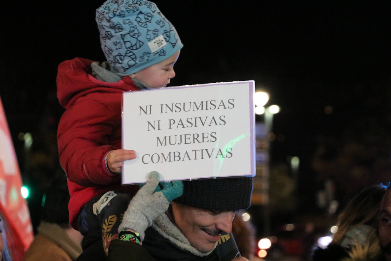 Algunos de los manifestantes de este 25N en la capital leonesa. 