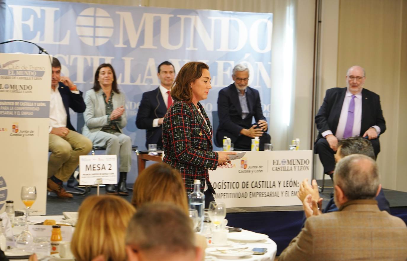 La consejera de Movilidad y Transformación Digital, María González Corral, clausura la jornada 'Potencial logístico de Castilla y León: Palanca para la competitividad empresarial y el empleo' organizada por El Club de Prensa El Mundo-Diario de Castilla y León.