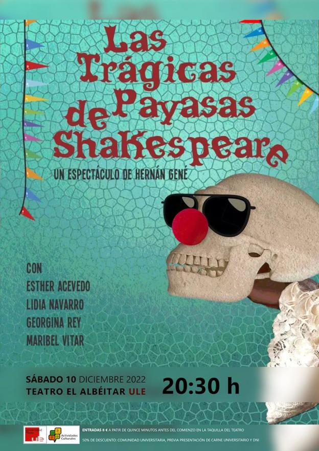 El Teatro El Albéitar ofrece el sábado la obra 'Las Trágicas Payasas de Shakesperare'.