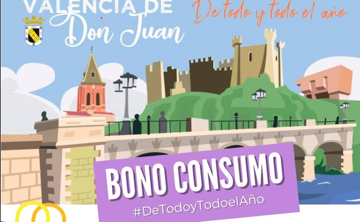 Cartel promocional de los bonos de consumo de Valencia de Don Juan.