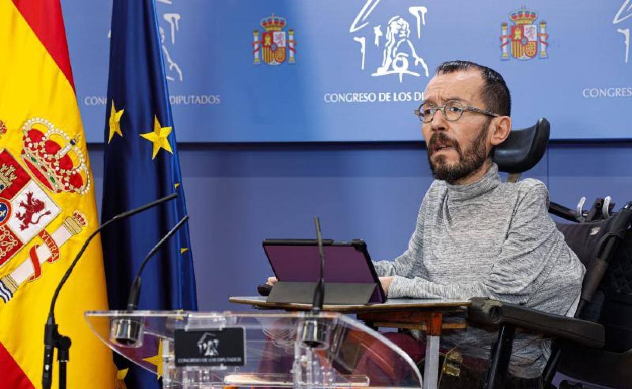 El portavoz del grupo parlamentario de Unidas Podemos, Pablo Echenique.