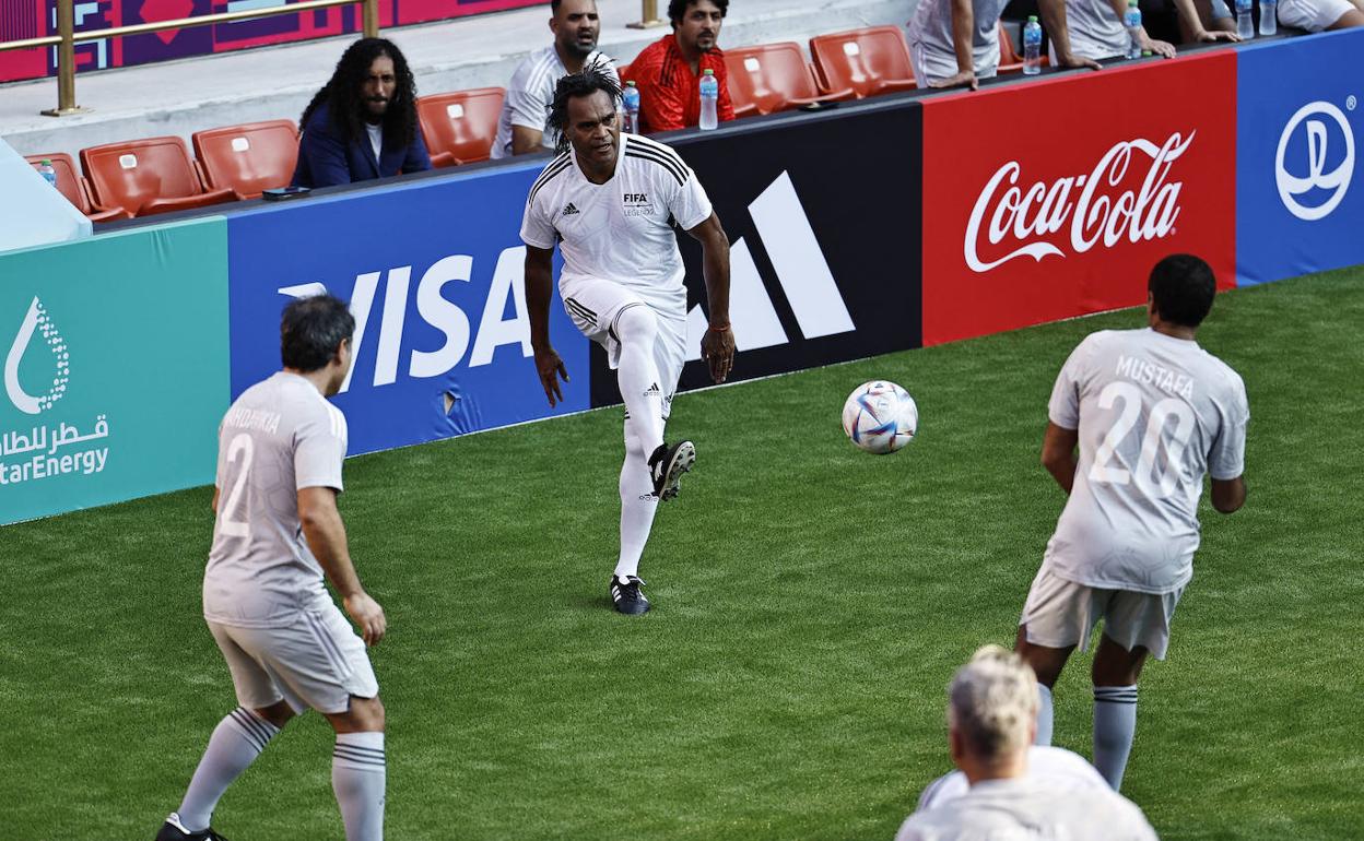 Christian Karembeu, en el partido de leyendas de FIFA.