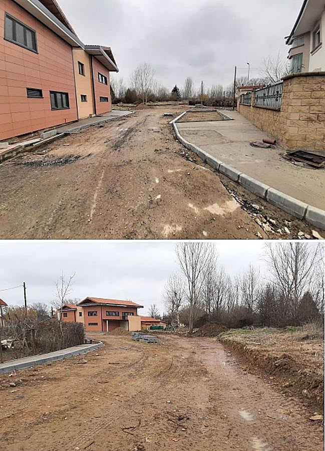 Imagen de la actuación ahora paralizada por vía judicial en la localidad de Santovenia de la Valdoncina.