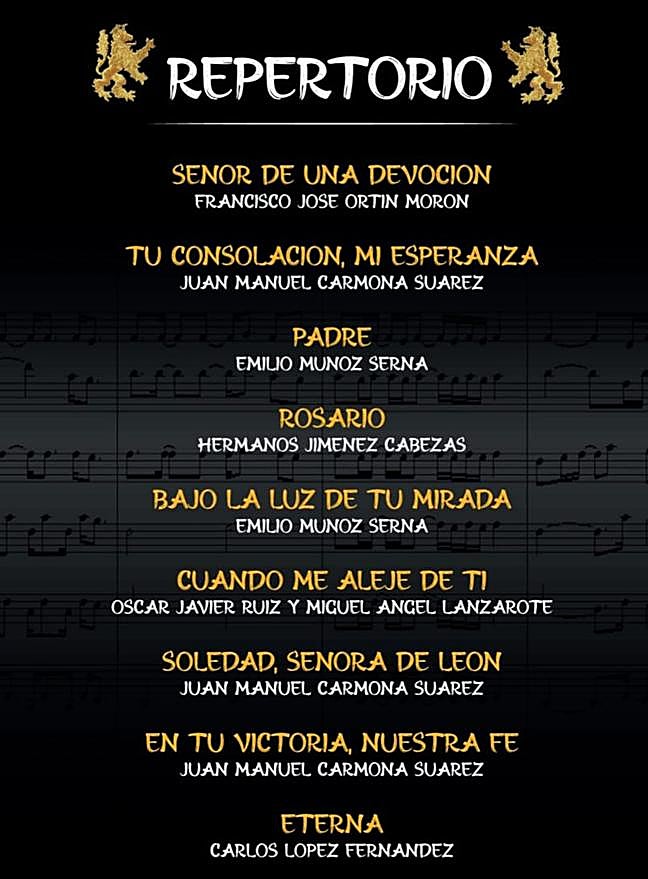 Imagen de las marchas que serán interpretadas durante el concierto.