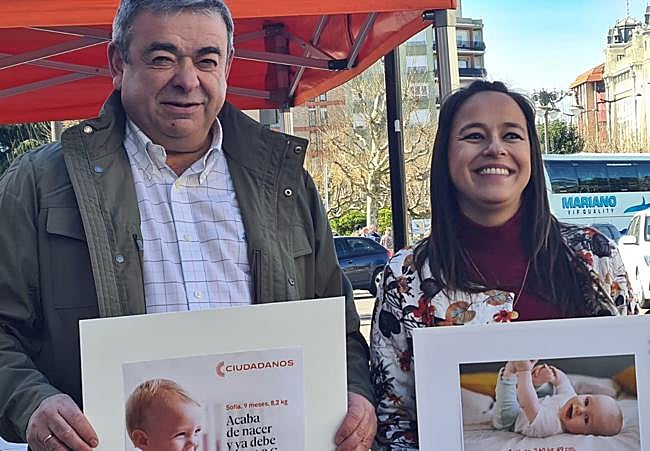 Justo Fernández y Gemma Villarroel, candidato de Ciudadanos en León y coordinadora autonómica.