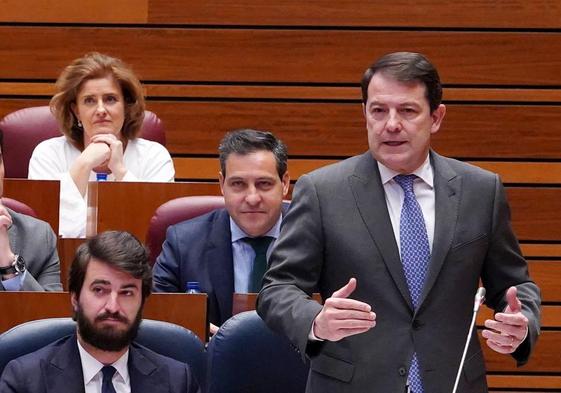 Intervención de Alfonso Fernández Mañueco en el Pleno de las Cortes.