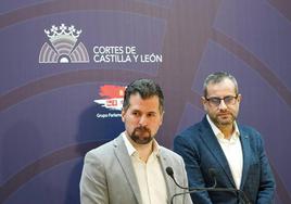 Luis Tudanca acompañado pro el eurodiputado Ibán García del Blanco este jueves en rueda de prensa.