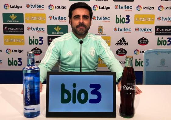 David Gallego, técnico de la Deportiva, en sala de prensa.