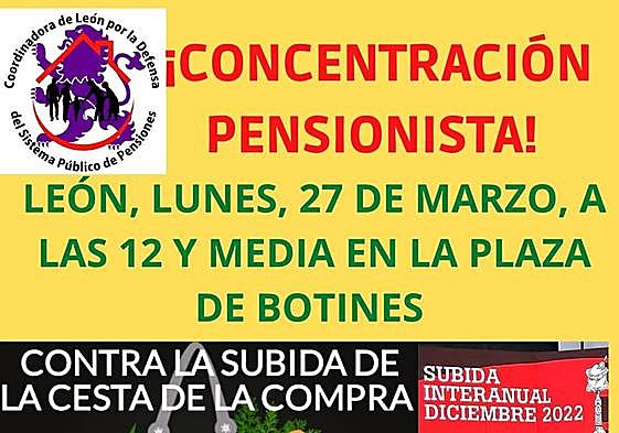 Cartel sobre la concentración de pensionistas el lunes 27 de marzo