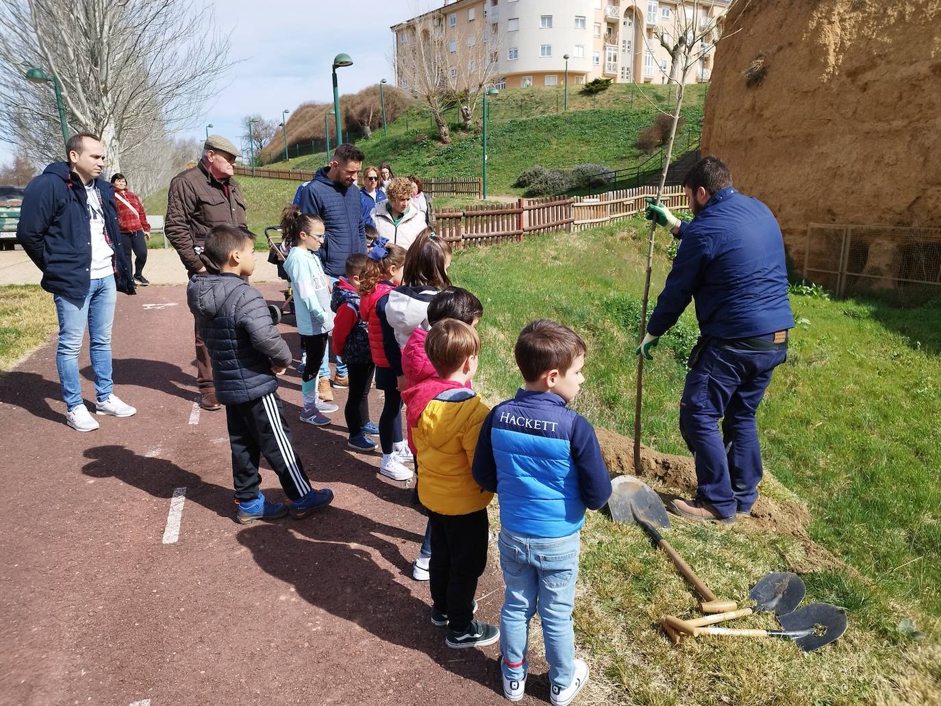 Nuevos árboles en el paseo del río de Valencia de Don Juan