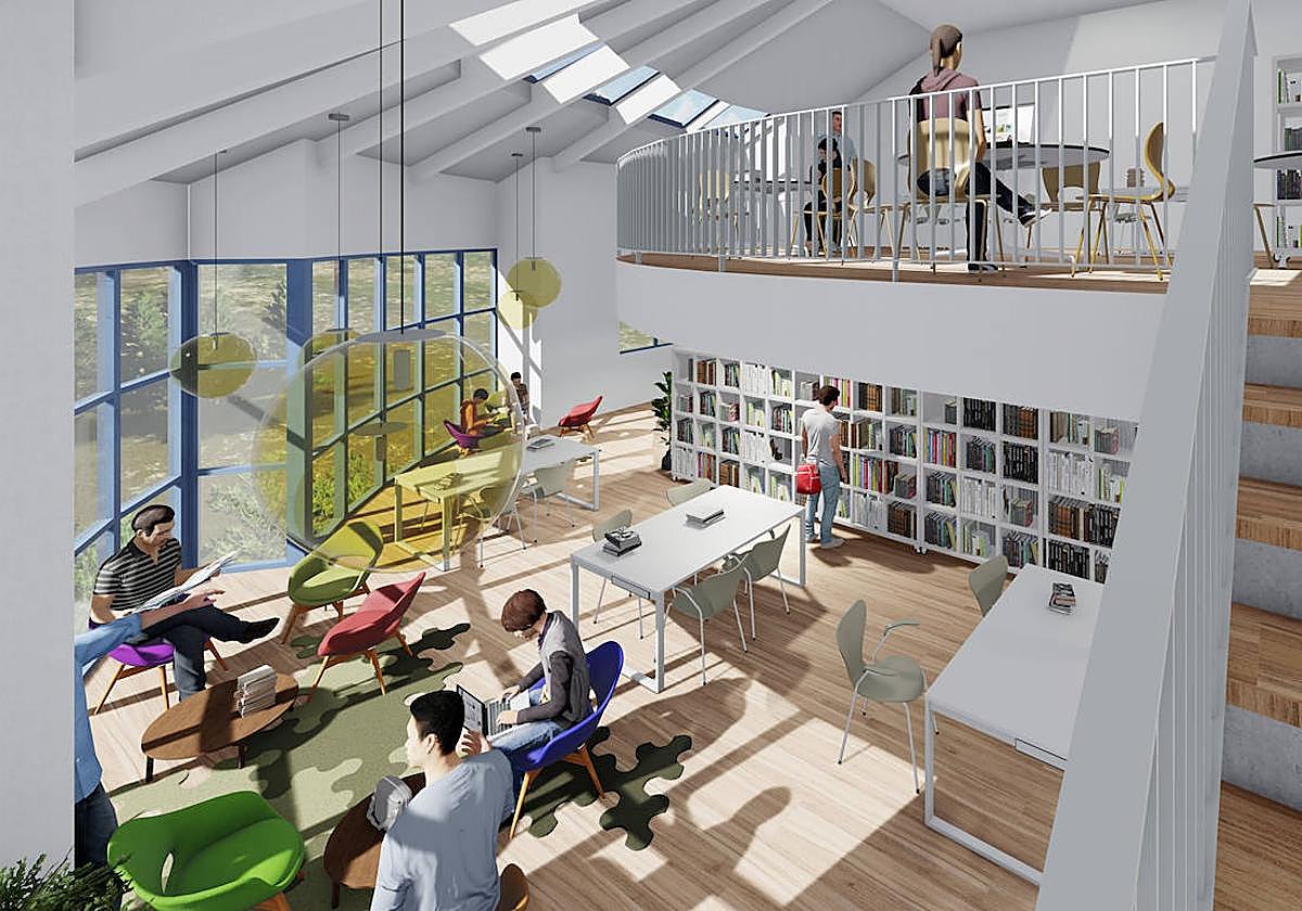 Imagen de lo que será la biblioteca de Camponaraya tras las obras.