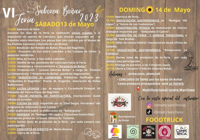 Programa de la Feria Saborea Boñar.