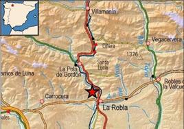 Mapa del terremoto que se ha vivido en la provincia de León.