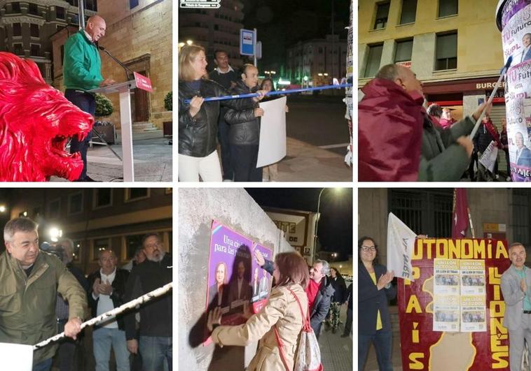 Los líderes políticos de León capital en la madrugada de este viernes en León capital.