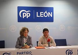 María Donata Álvarez de la Varga, número 2 del PP de Valencia de Don Juan, y José Jiménez, alcaldable del PP en el municipio.