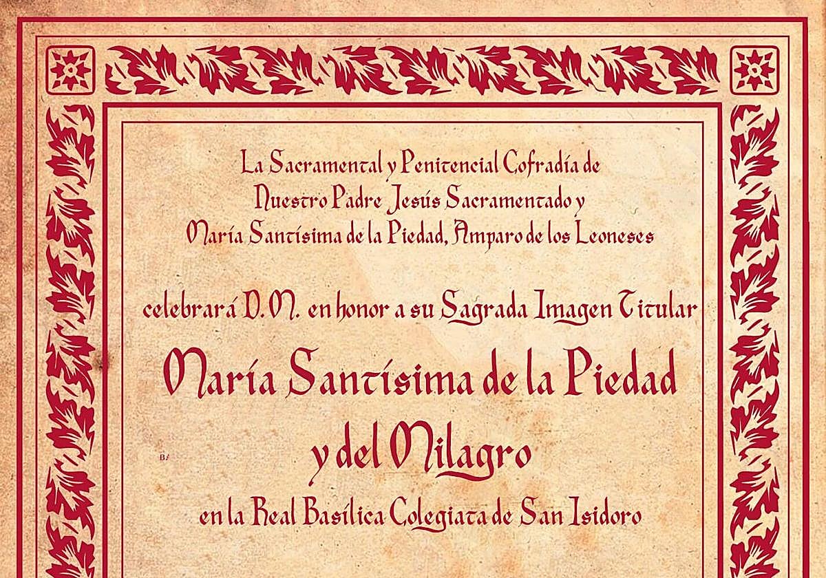 Cartel del acto que organiza la cofradía.