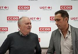 Los secretarios generales de CCOO Castilla y León, Vicente Andrés, y de UGT Castilla y León, Faustino Temprano.