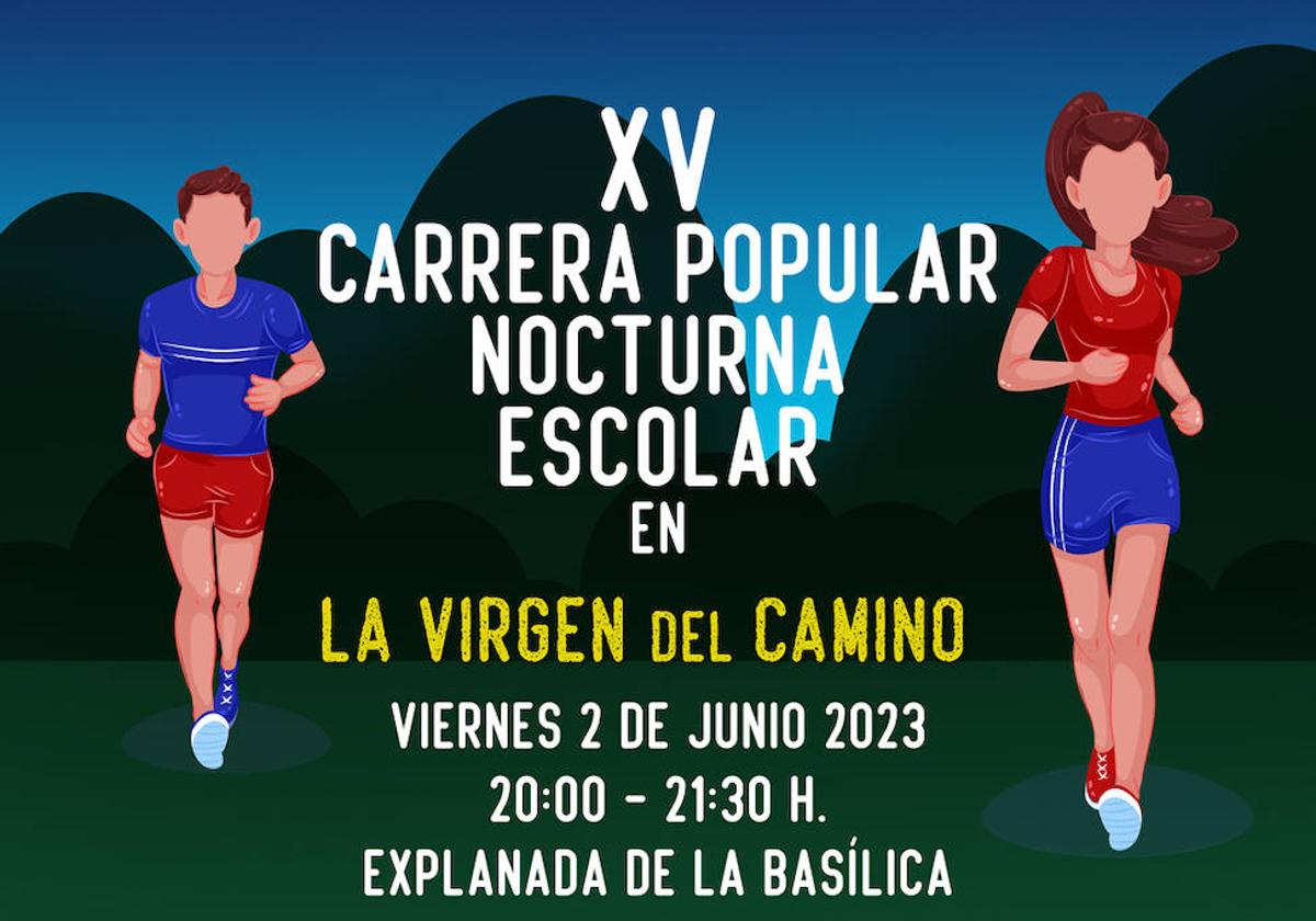 Cartel XV Carrera Nocturna Escolar en La Virgen.