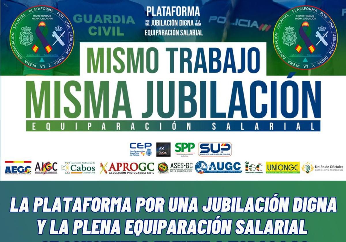 Los policías y guardias civiles se concentran este miércoles para exigir una jubilación «digna» y «plena equiparación salarial»