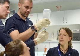 El astronauta leonés Pablo Álvarez, durante su preparación.