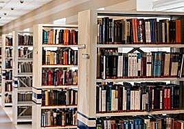 Imagen de las estanterías de una biblioteca.