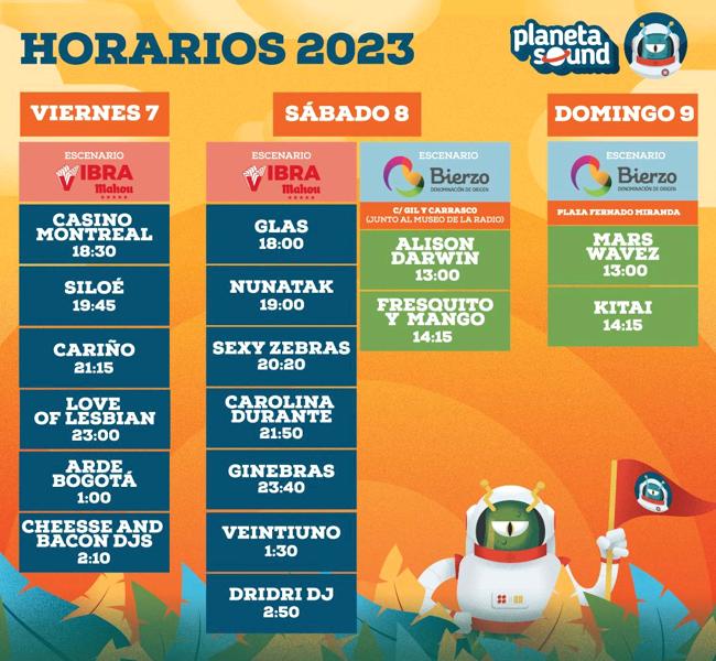 Horaios del Planeta Sound 2023.