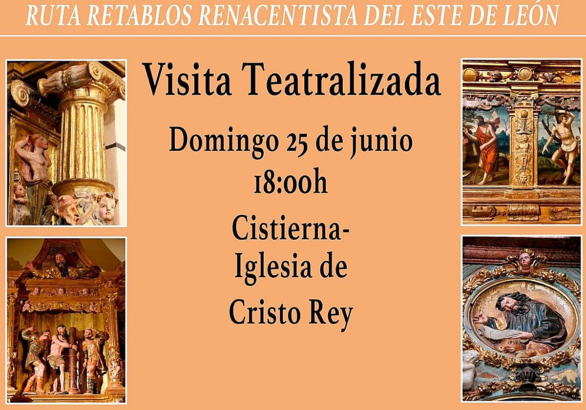 Cartel de la visita teatralizada a la Iglesia de Cristo Rey de Cistierna.