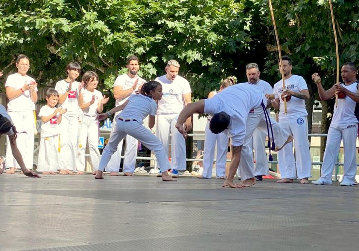 León baila a ritmo de la capoeira