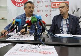 Enrique Reguero, secretario general de UGT León e Ignacio Fernández, presidente de la gestora de CC.OO.