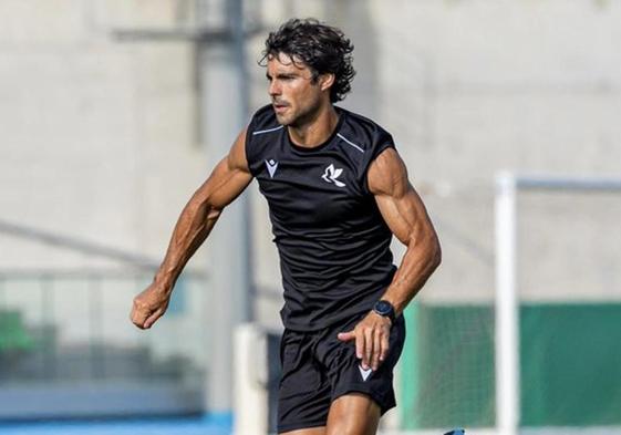 Galán, en un entrenamiento con el Magpies.